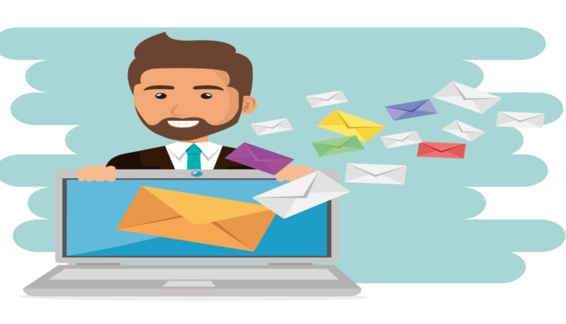 businessman with e-mail marketing icons